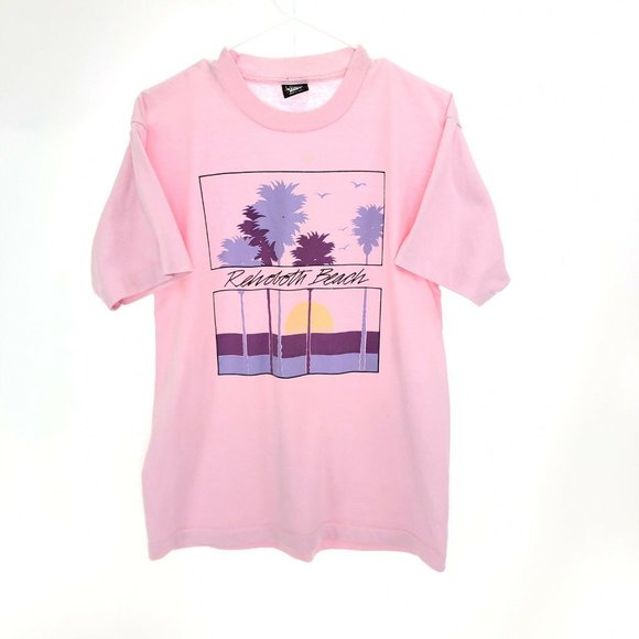 REHOBOTH BEACH T-shirt M Pink Vintage Screen Stars - Picture 1 of 4